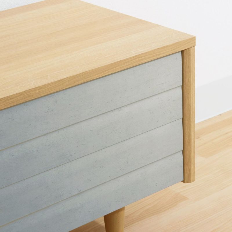 [アクセントの引き出しデザイン]凹凸のある引出前板は、シンプルでありながらインテリアのアクセントになるこだわりのデザインです。